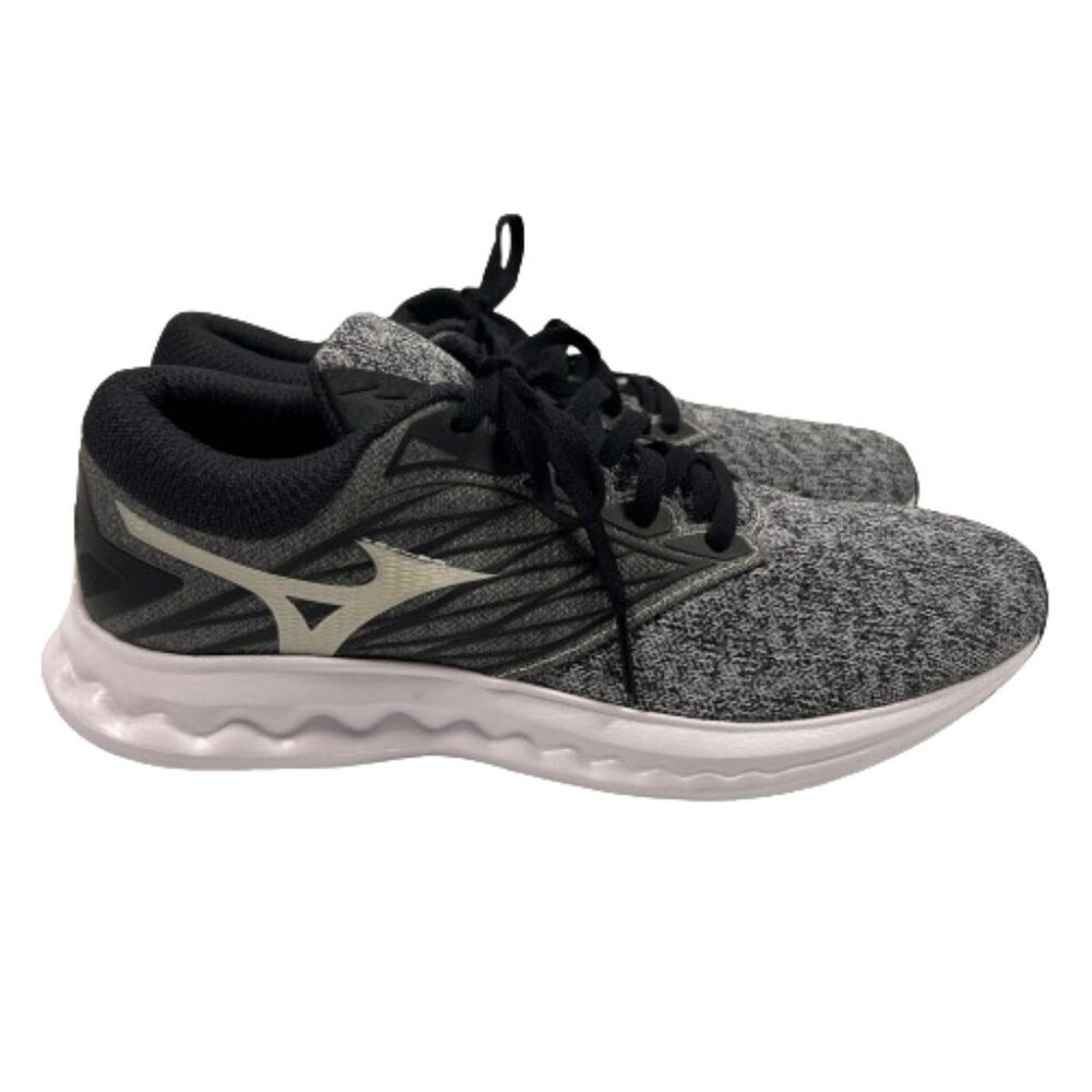 Mizuno Gray Black Knit Athletic Running Shoes